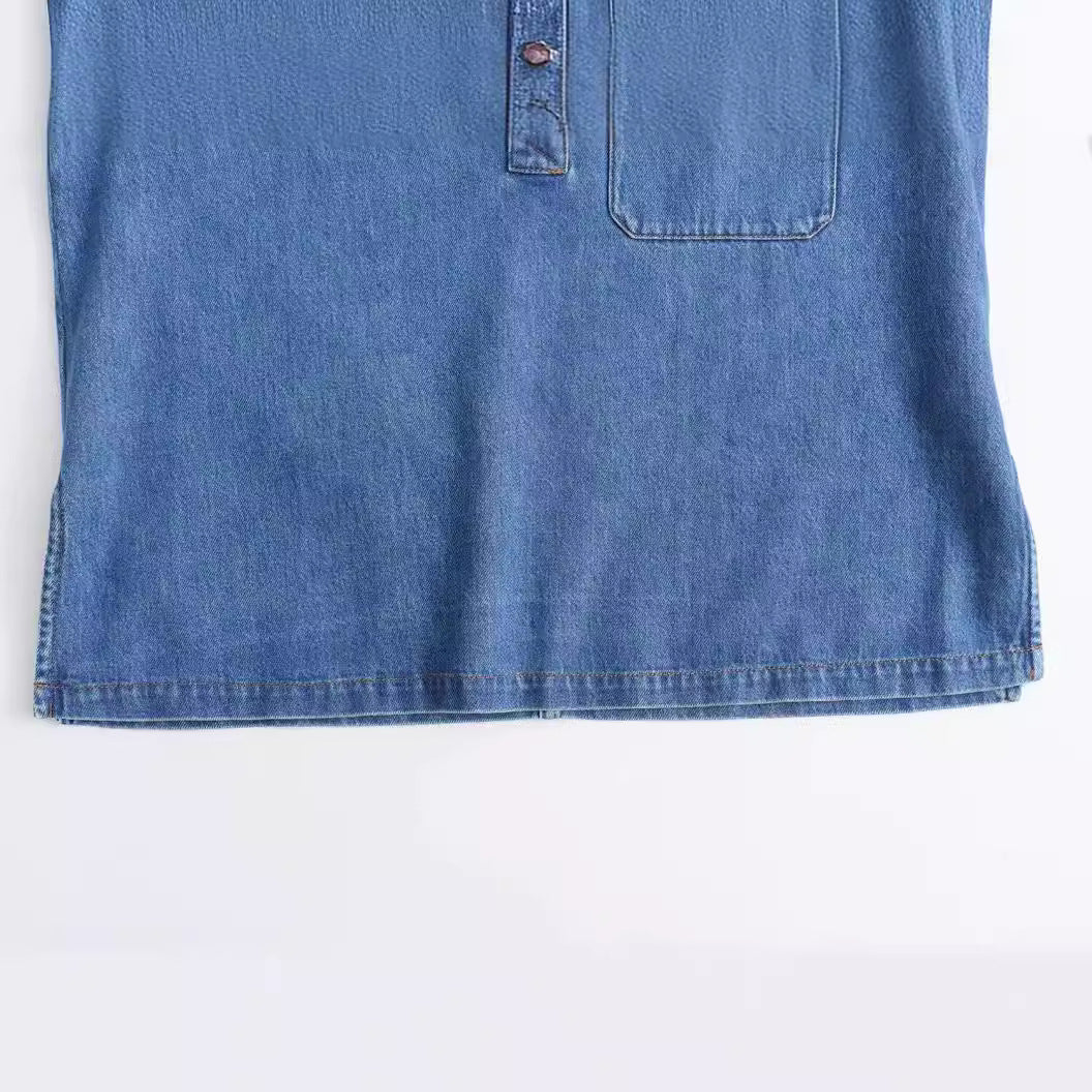 Women's Washed Blue Denim Top And Trousers